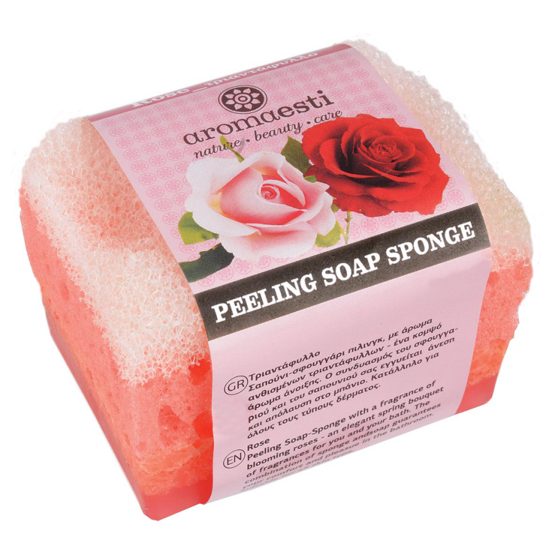 Aromaesti scrubspons met olijfzeep rozen