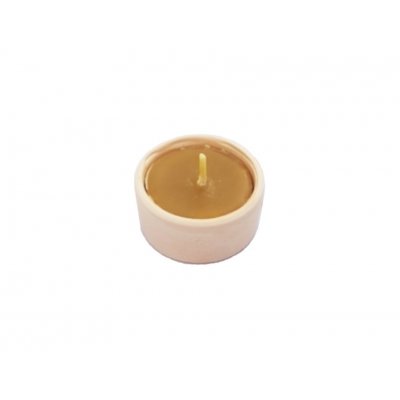 Theelichtjes van Bijenwas in keramiek 4 st.