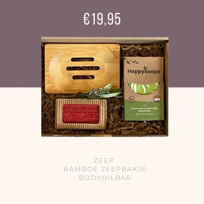 Cadeau met zeep en bodyoilbar