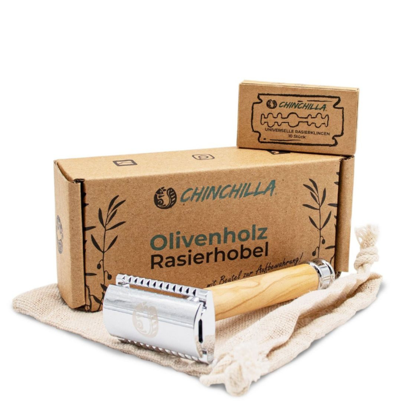 Olijfhouten en metalen scheermesje