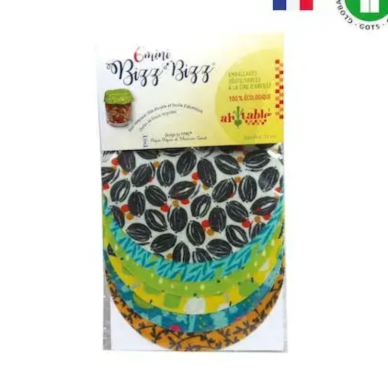 Bizz-bizz Mini Bijenwasdoeken Rond - Set van 6 (Bio Katoen)