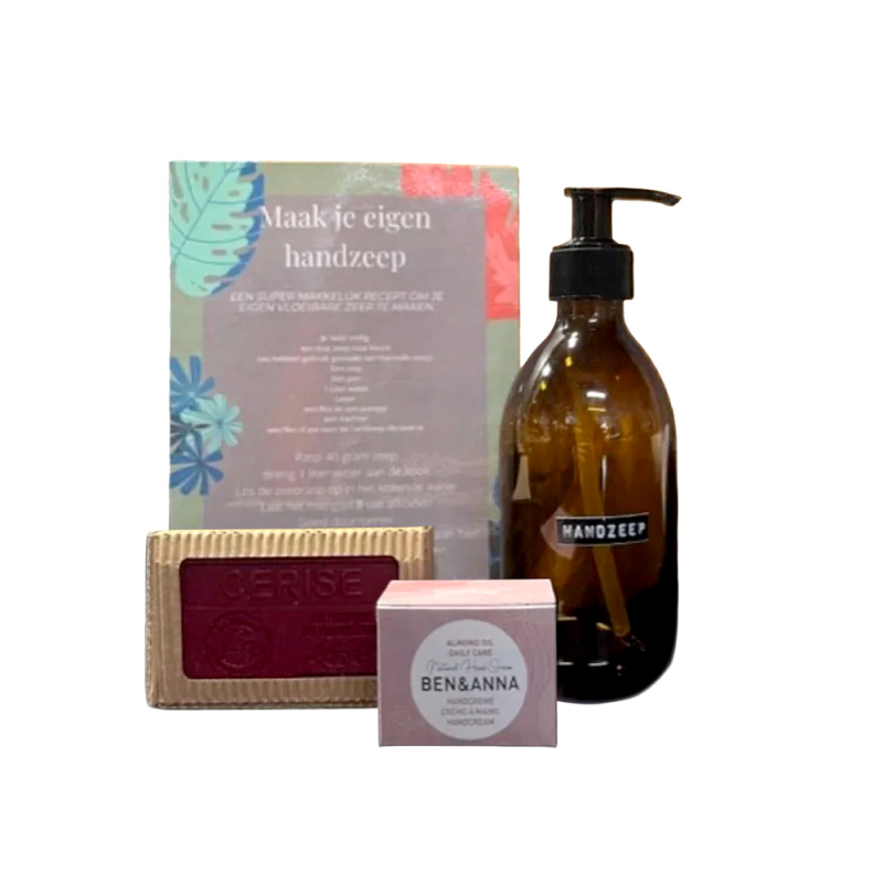 DIY handzeep pakket Cerise met hand crème