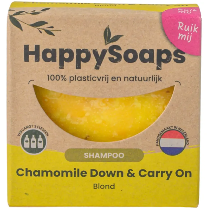 HappySoaps - Chamomile down and carry on Shampoo bar (dagelijks gebruik en normaal haar)