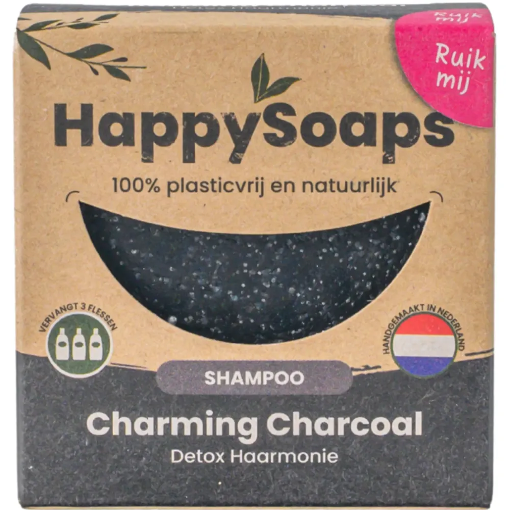 HappySoaps - Charming Charcoal en sweet Sandal Shampoo bar (alle haartypes)