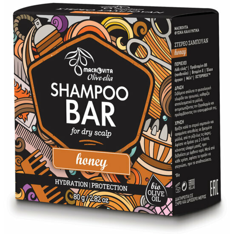 Macrovita Olive-elia Shampoobar voor Droge Hoofdhuid & Haar (honing)