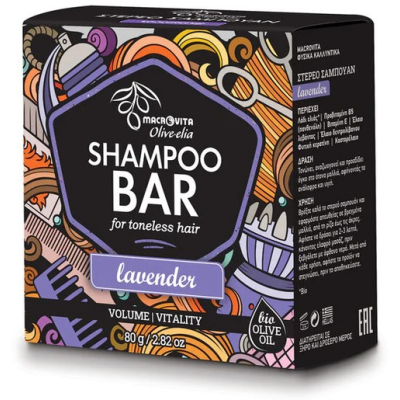 Macrovita Olive-elia Natuurlijke Shampoo Bar voor Grijs & Futloos Haar (Lavendel) – 80 g