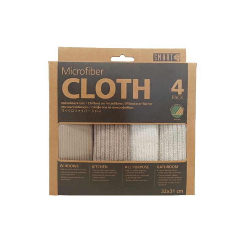 MICROVEZEL SCHOONMAAKDOEKJES - GRIJS / BEIGE- 4ST