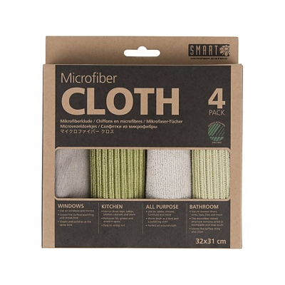 Microvezel Schoonmaakdoekjes, Mosgroen/Grijs  4 stuks