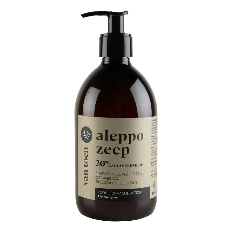 Van Toen - Biologische Vloeibare Aleppo Zeep met 20% Laurierbesolie